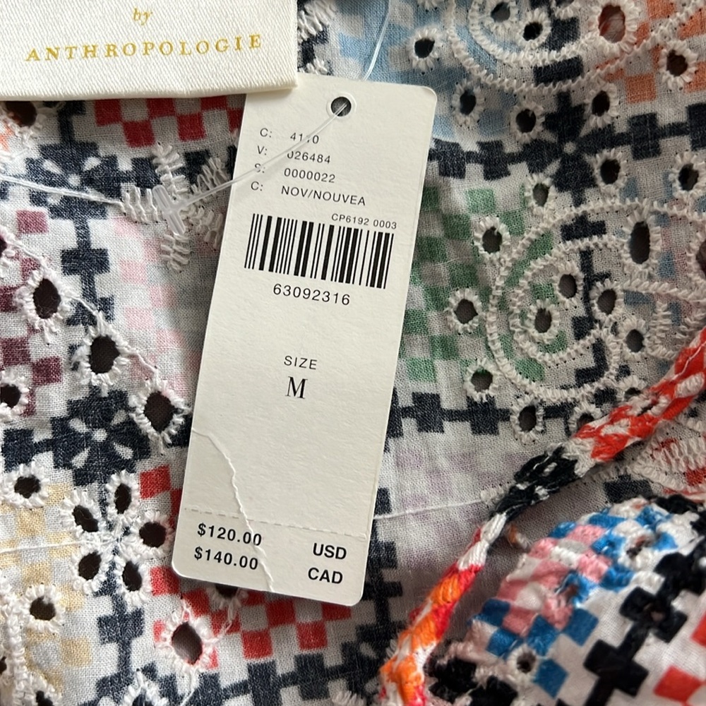 NWT Maeve Anthropologie Granny Square Pattern shirt M - Picture 10 of 11